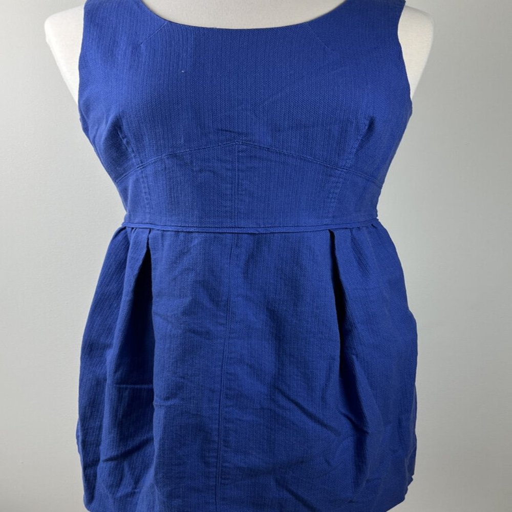 J.Crew Sleeveless Blue Textured Sheath Flare Tank Dress Womens Size 10